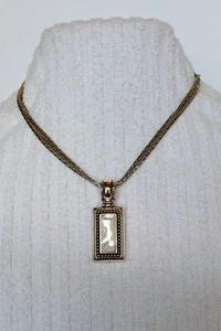 Premeir Designs Summit MOP Silvertone Pendant Necklace 16-17.5 in - Picture 1 of 9