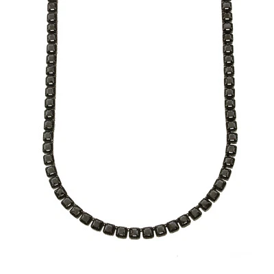Collar Tenis ANTIDESLUSTRE Acabado Negro Plata 925 1 Fila 6MM Racimo Cuadrado Circonita Foto 1 de 4
