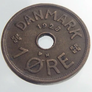 1928 Denmark One Ore KM# 826.2 Circulated Coin Bronze 968C - Picture 1 of 6
