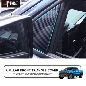 ABS Carbon Fiber Front Triangle A Pillar Trim For 2019-2024 Chevy Silverado 1500 - Bild 1 von 9
