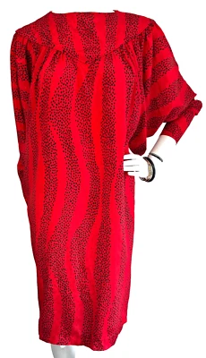 Vestido vintage años 80 Billy Jack para su manga murciélago punto rojo negro talla X-pequeño Foto 1 de 4