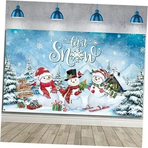 Christmas Backdrop for Photography Rustic Xmas Background Winter Snowman Gifts - Picture 1 of 7