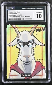 Valiant Artist Sketch Card 1 of 1 - Vincent Van Goat - Rich Molinelli - CGC 10 - Picture 1 of 2