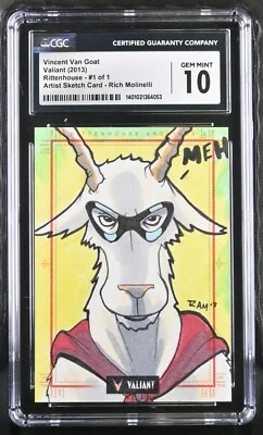 Valiant Artist Sketch Card 1 of 1 - Vincent Van Goat - Rich Molinelli - CGC 10 - Image 1 of 2
