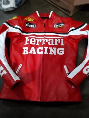 FERRARI LEATHER COWHIDE MOTORBIKER RACING JACKET - Image 1 of 2