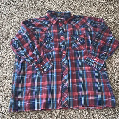 Винтажная мужская рубашка 80-х Outlaw вестерн одежда в клетку на пуговицах с длинным рукавом Xxl - Изображение 1 из 3