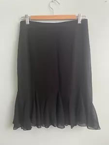 JS COLLECTION Black Midi Formal Evening Satin Skirt Waist Size 6 - Picture 1 of 2