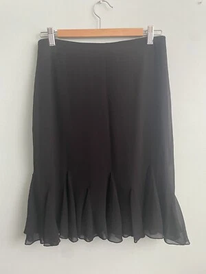 JS COLLECTION 黑色 Midi 正装晚礼服缎腰围 6 码 — 第 1/2 张图片