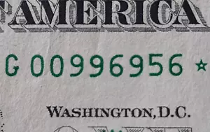 NEAR FLIPPER STAR NOTE 00996956 Triple 9s Double 6s and 0s Fancy Serial Number - Picture 1 of 5
