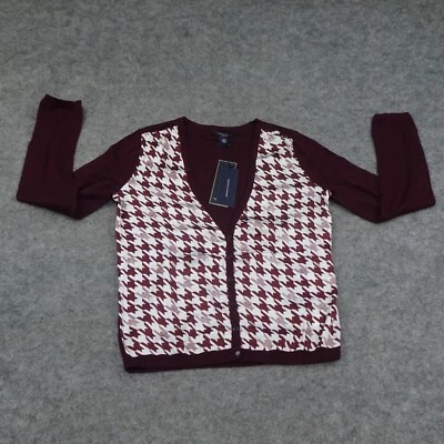 Tommy Hilfiger Suéter Mujer Cárdigan Mediano Pata de Gallo Lujo Lana A Foto 1 de 4