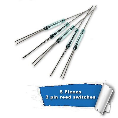 5 Pcs  3 Pin Glass Reed Relay Magnetic Switches • 3.79£