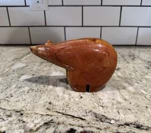 Beautiful Hand Carved Orange Stone 7” Large ZUNI Medicine Bear Fetish Figurine - Picture 1 of 8