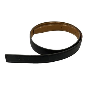 Auth HERMES - Gold Black Veau Epsom Veau Swift U Belt - Picture 1 of 5
