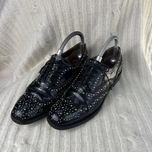 RE$ 1,370 Church's Women's Burwood studded gloss Black Brogues -US 38.5 England - Picture 1 of 10