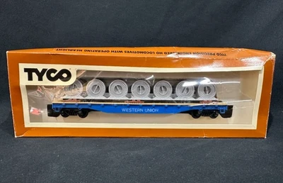 Tyco Western Union Cable Reel Car HO Scale Train Flat Car #335-B - Image 1 of 4