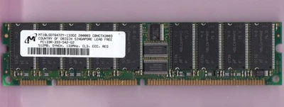 512MB Micron PC-133R MT18LSDT6472Y-133D2 SDR ECC REG Ram PC133R 3.3V STICK RDIMM - Image 1 of 2