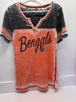 NFL Team Apparel Orange Cincinnati Bengals  V-Neck Tee Medium - Image 1 of 2
