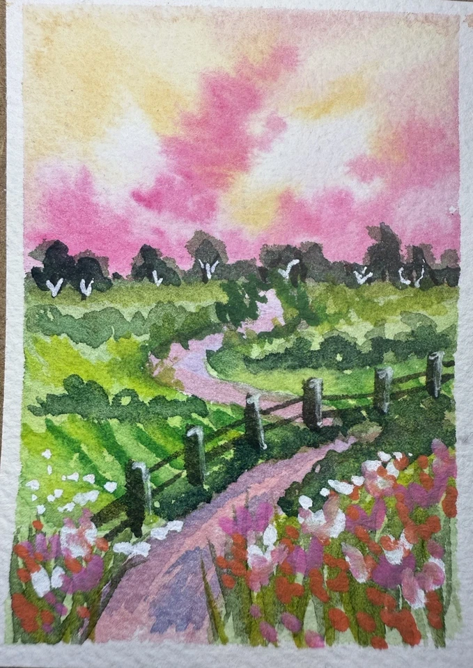 ACEO 原创水彩风景艺术绘画 2.5 英寸 x 3.5 英寸 Beth Szymanski 著 — 第 1/1 张图片