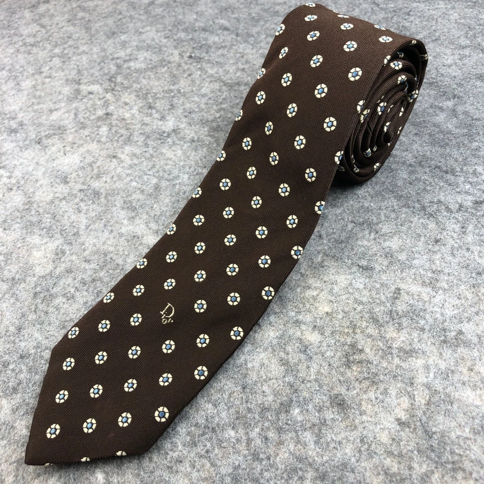 Corbata de seda con estampado floral marrón Christian Dior para hombre corbata de lujo Foto 1 de 4