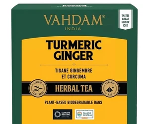VAHDAM Kurkuma Ingwer Kräuterteebeutel 30g (50 Beutel) koffeinfrei vegan verpackt - Bild 1 von 5