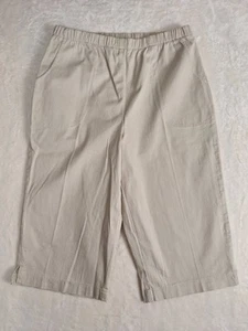 D&Co. Bermuda donna grande pantaloncino kaki vita alta pull-on elastico in vita tasche - Foto 1 di 11