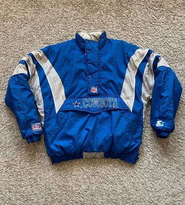 Chaqueta Pullover Vintage Años 90 Starter Dallas Cowboys NFL Media Cremallera Hombres Talla GRANDE Foto 1 de 4