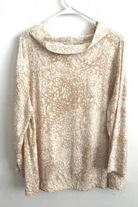 Loungewear Soft Surroundings XL Beige Adrienne Cowl Neck Top Size Long Sleeve - Picture 1 of 5