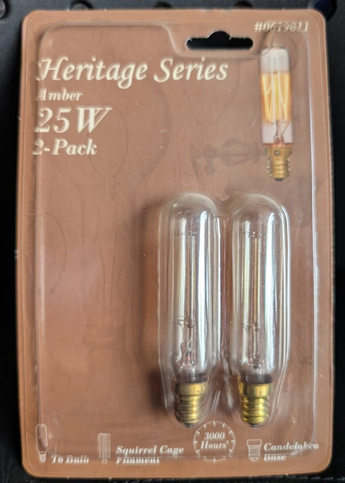 2-Pack Light Bulbs Heritage Series Amber 25W T6 Squirrel Cage Filament #0619011 - Image 1 of 2