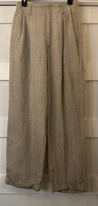 Vtg Ralph Lauren Country Linen Suspender Pants Wide Leg Pleated High Waist Sz 10 - Picture 1 of 12