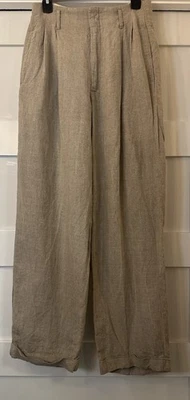 De Colección Ralph Lauren Country Lino Tirantes Pantalones Pierna Ancha Plisado Cintura Alta Talla 10 Foto 1 de 4