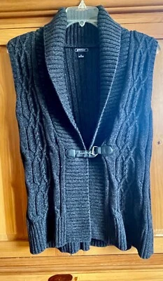 Suéter/chaleco largo gris talla M cuello chal American Living para mujer sin mangas Foto 1 de 4