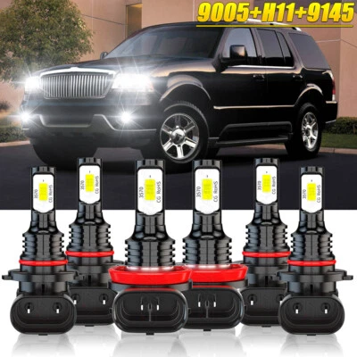 Kit de 6 faros LED + faros antiniebla 6000 k para Lincoln Aviator 2003 2004 2005 Foto 1 de 4
