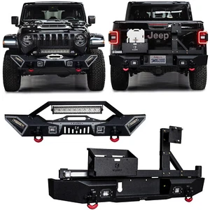 Vijay Fit 2020-2024 Jeep Gladiator Front or Rear Bumper with LED Lights & D-Ring - Picture 1 of 13
