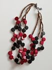 East Red And Black Wooden Disc Bead Necklace Bohemian
