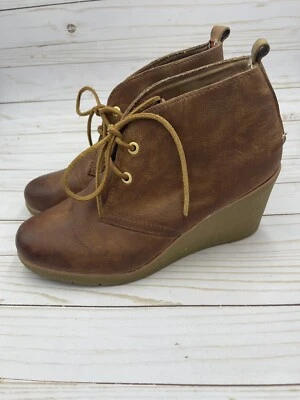 Sperry верхний сидр размер 9 Harlow кожаный ботинок ботинки лодыжки на танкетке шнурует вверх коричневый - Изображение 1 из 4