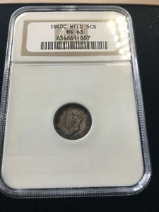 1940c  Newfoundland,  ¢5 Cent, NGC Graded, **MS-63**  - Picture 1 of 5