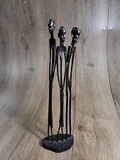 Hand Carved Africa Ebony Wood 12.25" Tall tribesmen Figures Made In Kenya