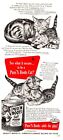 IMPRESSION AD 1951 Bottes Puss’N nourriture pour chat en conserve tabby chatons pêche côtière