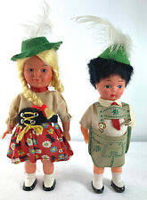Vintage Celluloid and Plastic German Souvenir Dolls Traditional Costume Pair