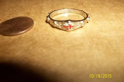  Anillo rojo cruz esmaltado plata 10,75 * para hombre  Foto 1 de 4