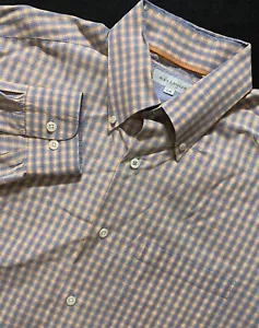 Alex Cannon Dress Shirt Mens Large Orange Blue Check Plaid Button Down Easter - Picture 1 of 6