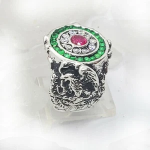 Mexican Sterling Silver Ring with Flag Color CZ Stones - Picture 1 of 4