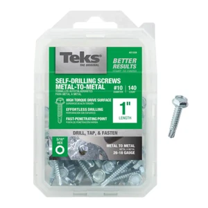 #10 x 1 Zoll Sechskant verzinkte Scheibe, Blechschrauben (140er Pack) - Bild 1 von 12