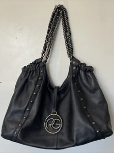 ROBERTA GANDOLFI Cartera de Cuero Bolso de Hombro Cartera Negro Mango de Cadena - Imagen 1 de 12