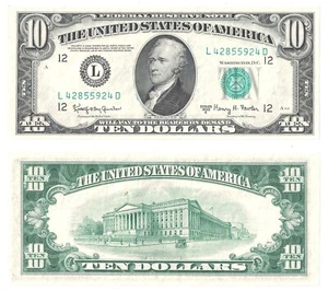 1950-E $10 San Francisco District Federal Reserve Note Fr. 2015-L Unc. #5924 - Picture 1 of 1