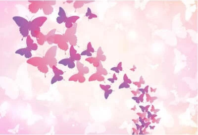 BUTTERFLIES PINK PURPLE PERSONALISED BIRTHDAY PARTY BANNER BACKDROP DECORATION - Image 1 of 3