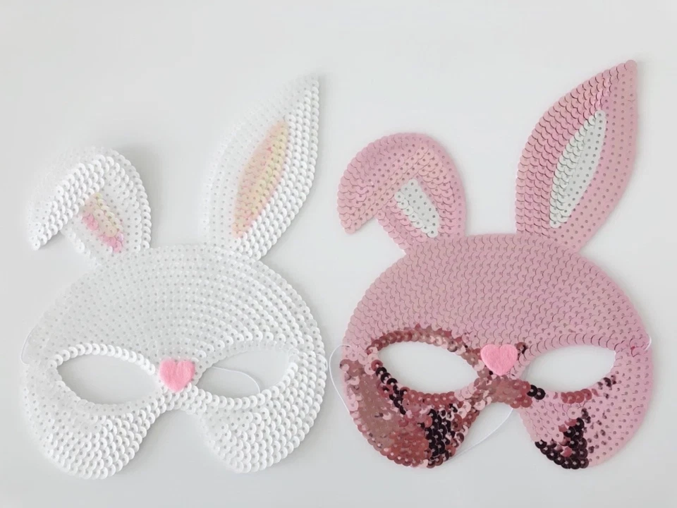AU Women Girl Sequins Shine Bling bunny Rabbit Easter Party Fancy Eye Face Mask - Image 1 of 4