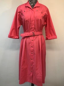 Vintage Willi of California Kleid Gr. 14 rosa Gürtel 3/4 Ärmel Poly Mischung EPOC - Bild 1 von 8