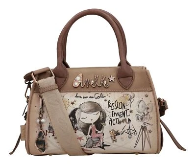 Anekke Hollywood Doctor Bag borsa a mano borsa a tracolla multicolore beige marrone nuova - Immagine 1 di 4