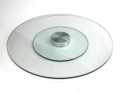 Bandeja giratoria contemporánea Lazy Susan de vidrio templado transparente Foto 1 de 4